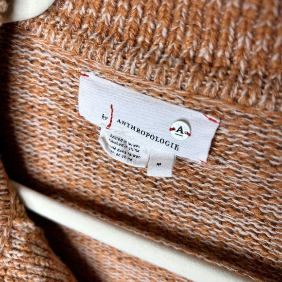 Anthropologie Carlotta Knit Sweater Pullover Rust Cream Size M Boho Cottagecore - Picture 7 of 8